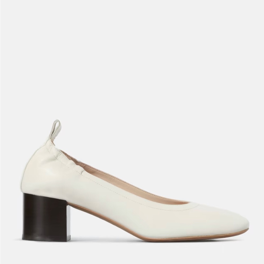 Everlane Italian Leather Day Heel in Bone Stacked